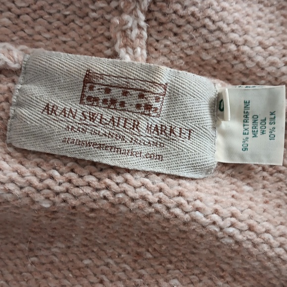 ARAN SWEATER MARKET Ireland Merino Wool + Silk Hooded Zip Sweater S - Picture 4 of 4